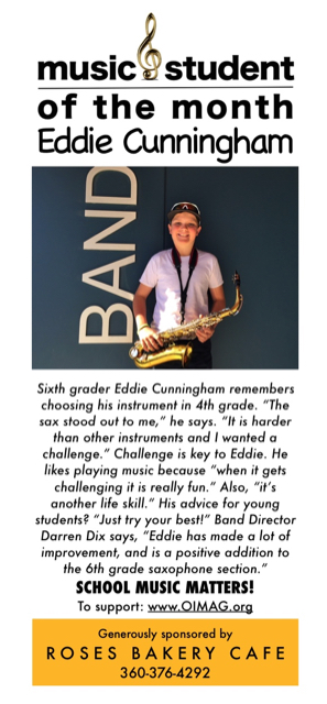 2018 5 Music student of the month ad May 2018 - Eddie Cunningham